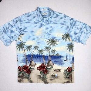 PIERRE CARDIN- Vintage Ocean View Mens  XL Tropical Hawaiian Shirt